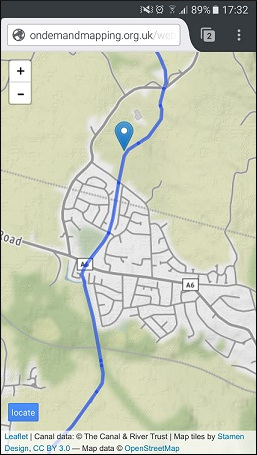 Mobile canal map screenshot