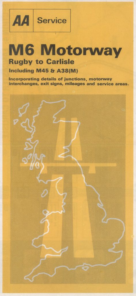 Front cover of AA M6 Motorway map, 1973.